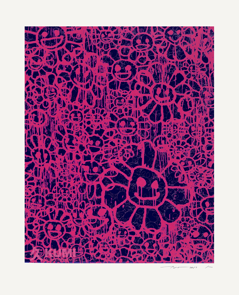 TAKASHI MURAKAMI x MADSAKI Flowers Pink Black Print