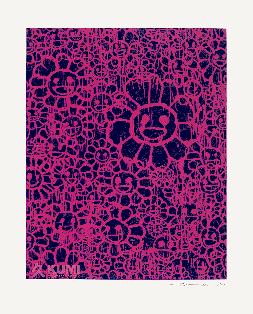 TAKASHI MURAKAMI x MADSAKI Flowers Pink Black Print